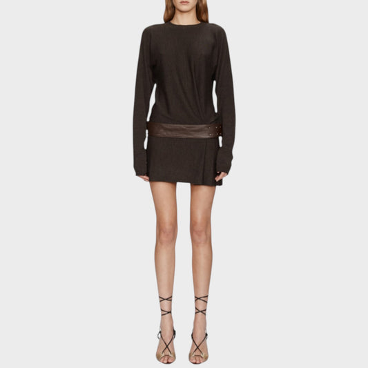 Christopher Esber Leather & Merino Mini Dress