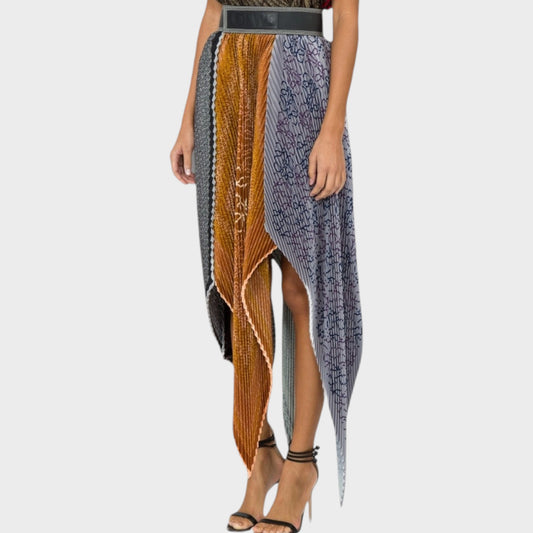 Loewe Anagram Silk Pleated Skirt