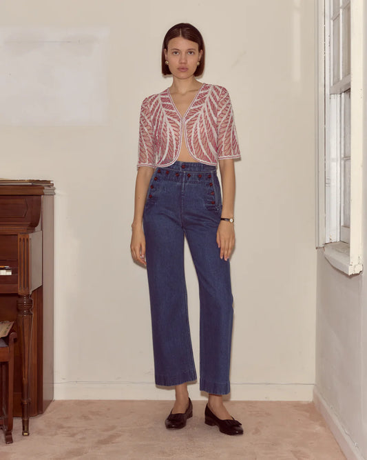 Bode Rita Mesh Beaded Cardigan