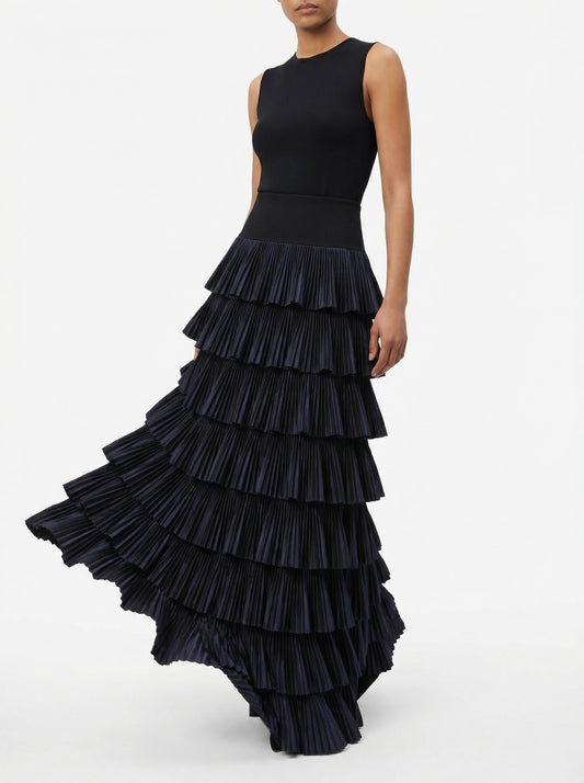 Alaïa Seguidille Ruffle Long Skirt