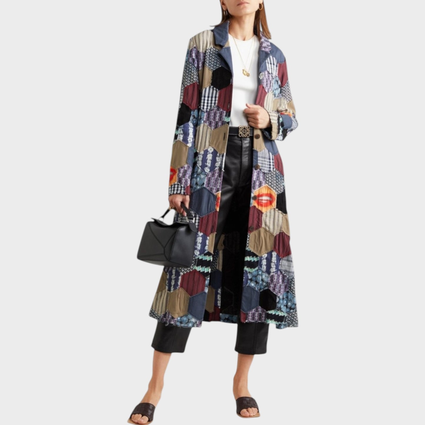 Loewe Wool Hexagon Patchwork Coat