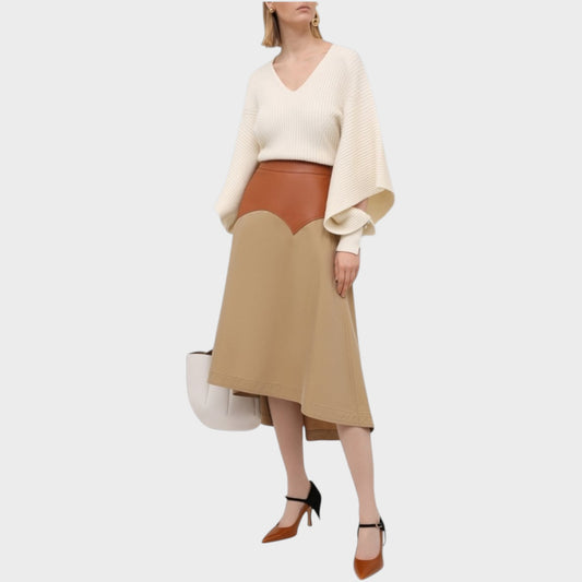 Loewe Asymmetric Midi Leather Skirt