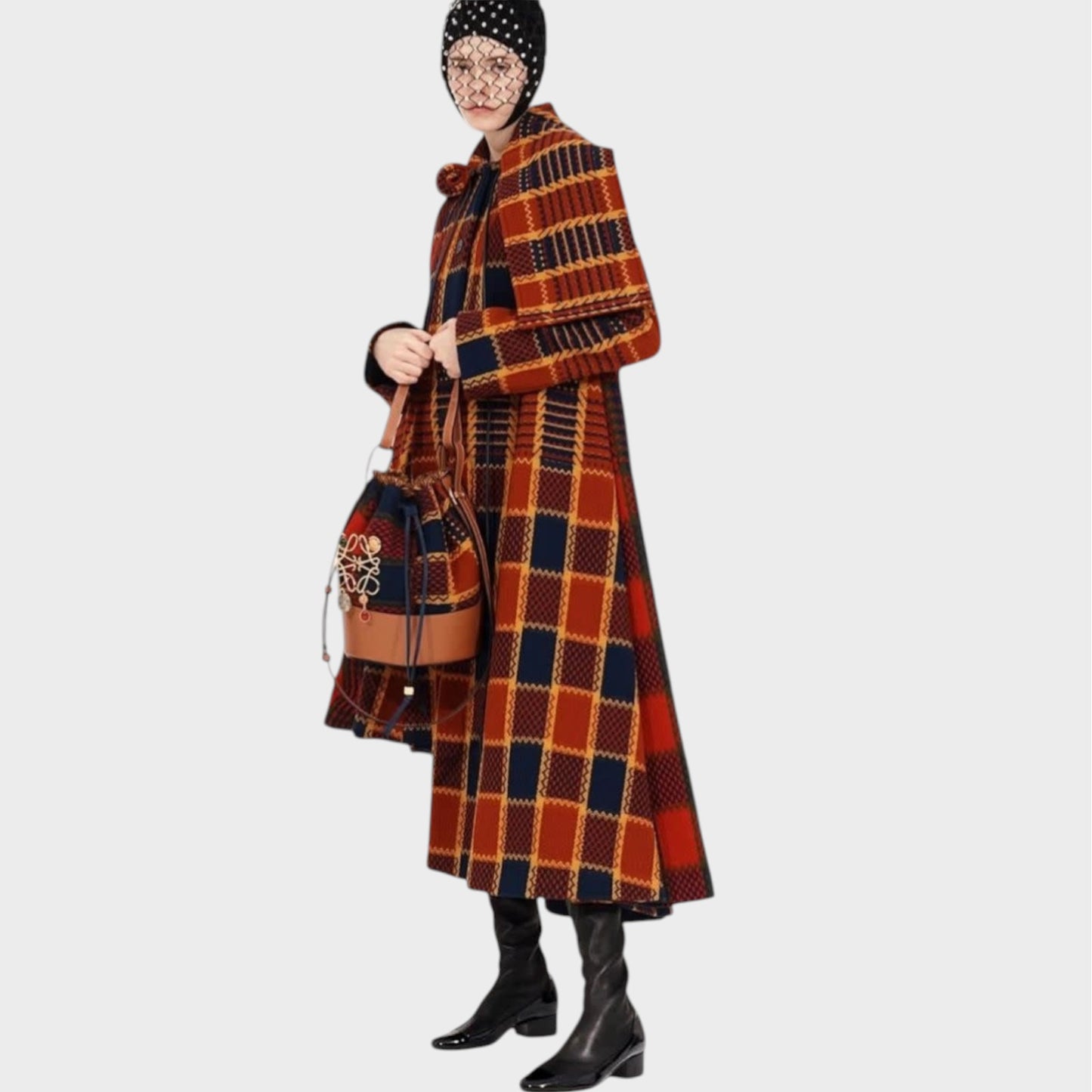 Loewe Wool Tartan Balloon Bag