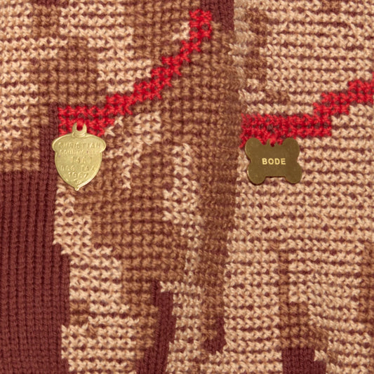 Tasoni Bode Scottie Wool Sweater with dog tag detail