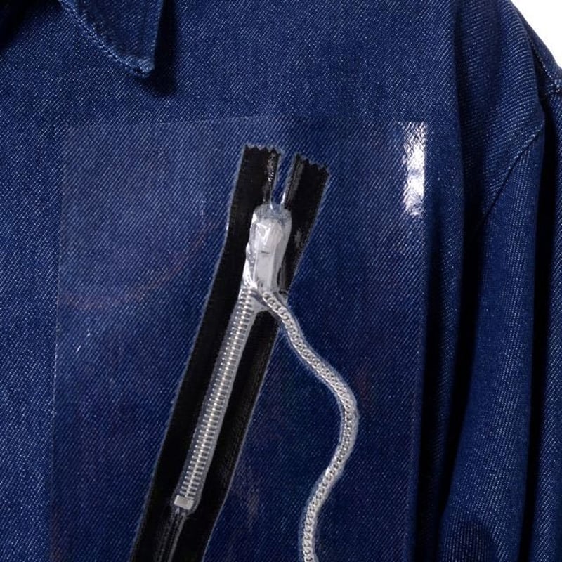 Raf Simons Shirt, Navy, Cotton Big Fit Denim Shirt in Dark Navy w/ Zipper