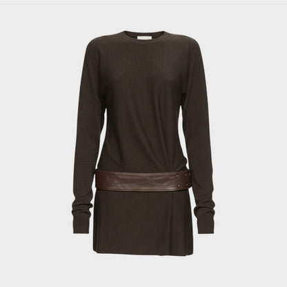 Christopher Esber Leather & Merino Mini Dress