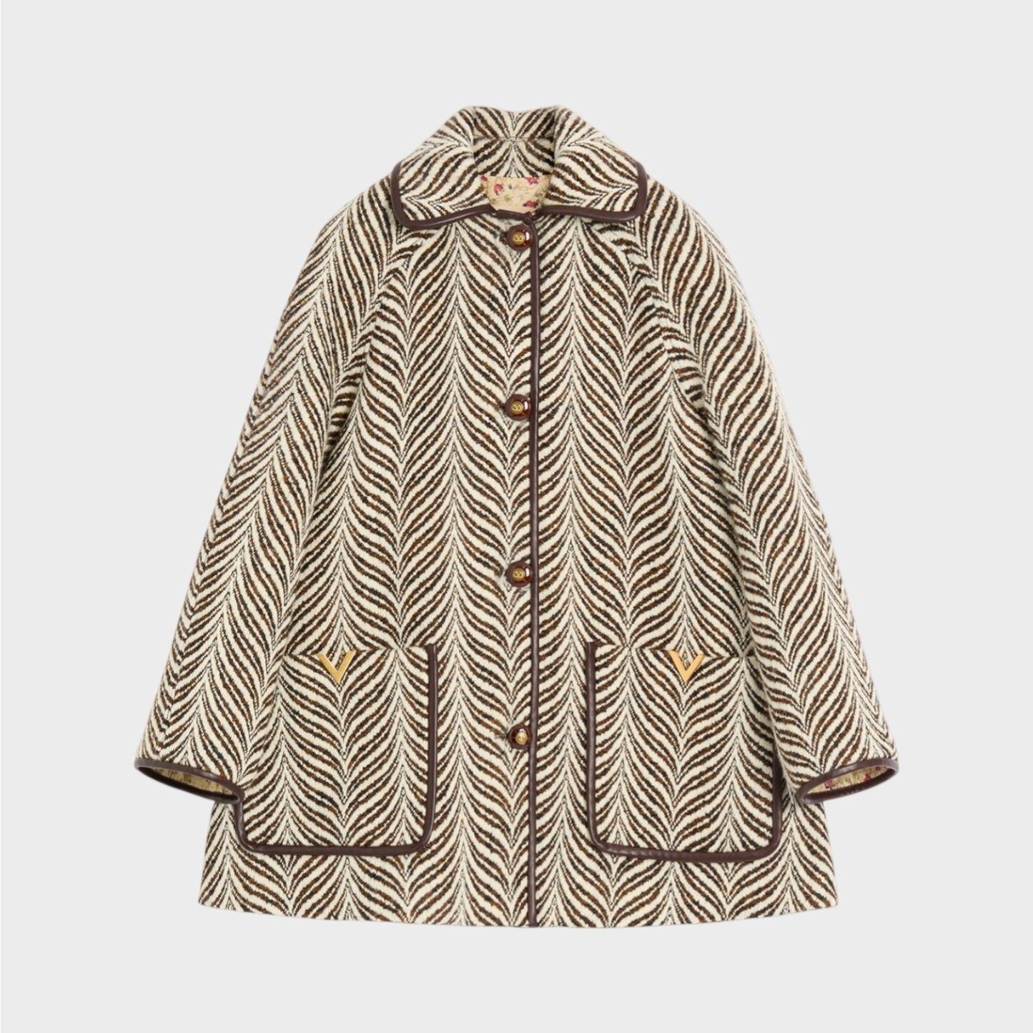 Valentino Wool Mossi Animalier Caban