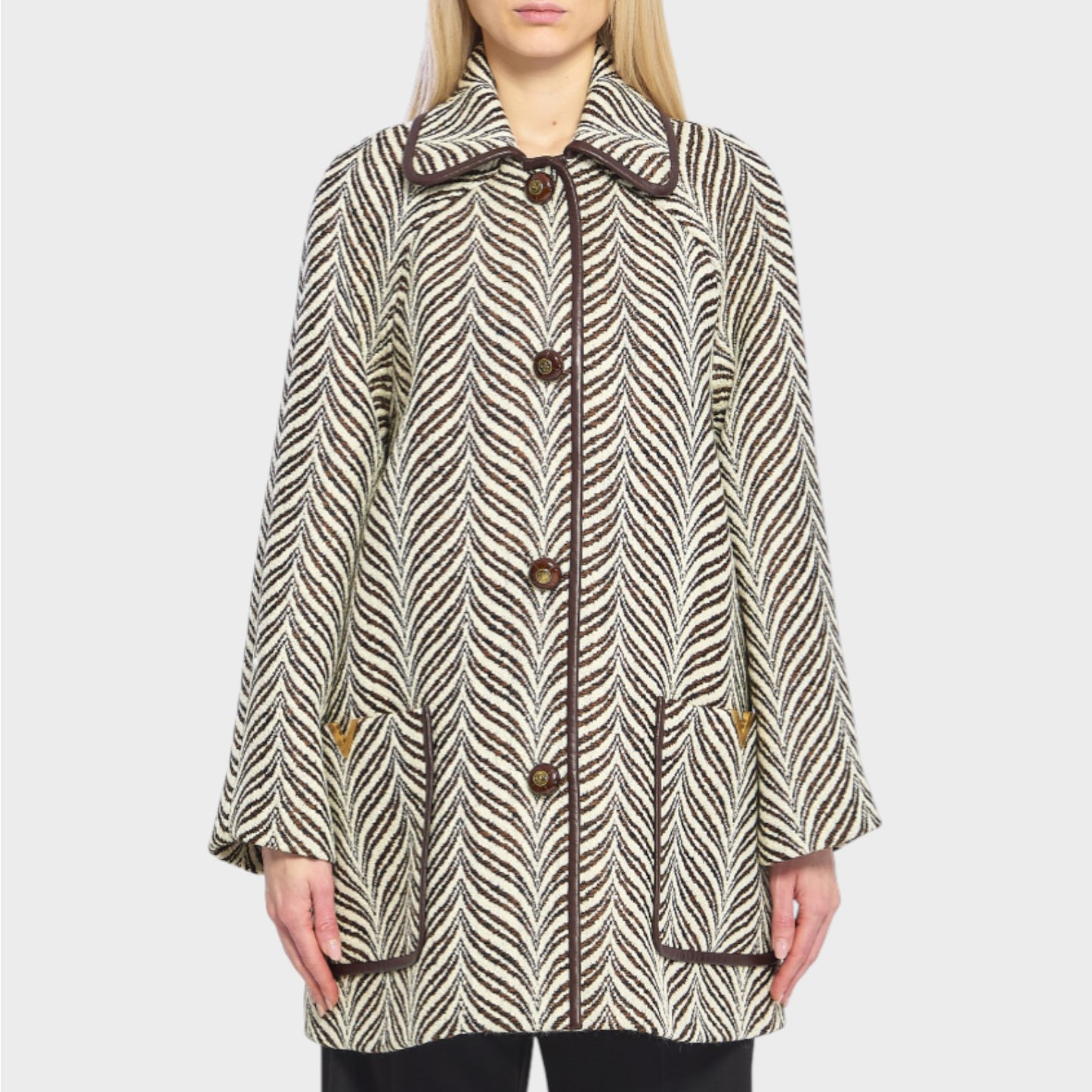 Valentino Wool Mossi Animalier Caban