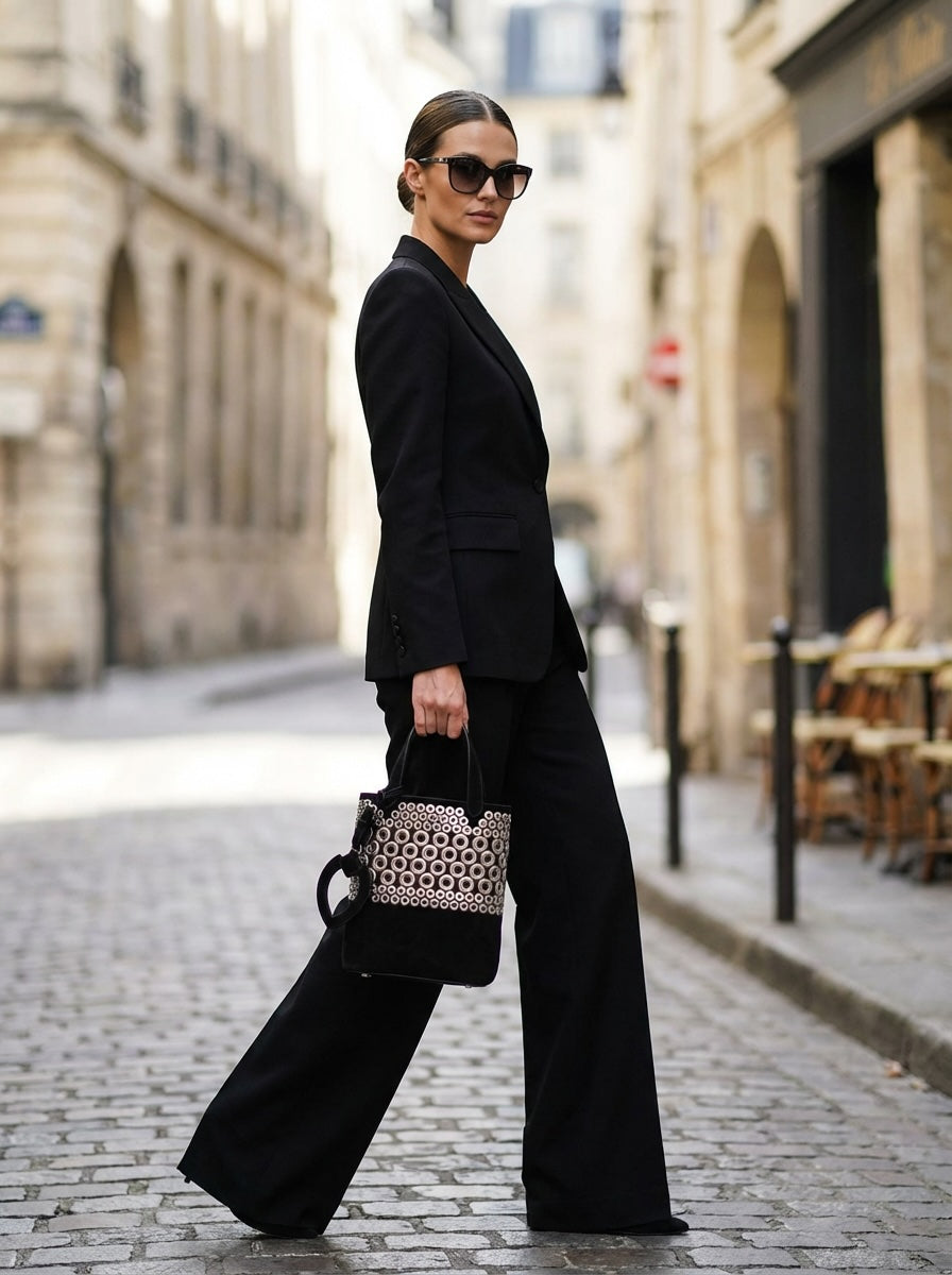Alaïa Cabas Studded Suede Bucket Bag