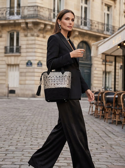 Alaïa Cabas Studded Suede Bucket Bag