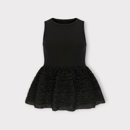 AlaÏa Libellule Wool & Lurex Ruffle Top