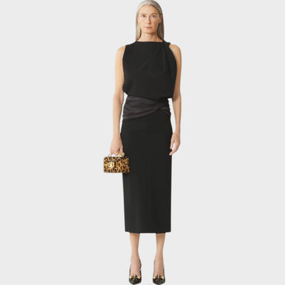 Lanvin Satin Belted Draped Dress