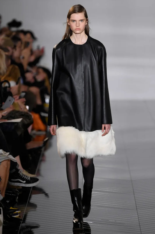 Loewe Shearling Trim Leather Coat