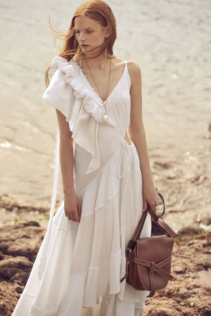 Loewe Ruffle Shoulder Long Dress