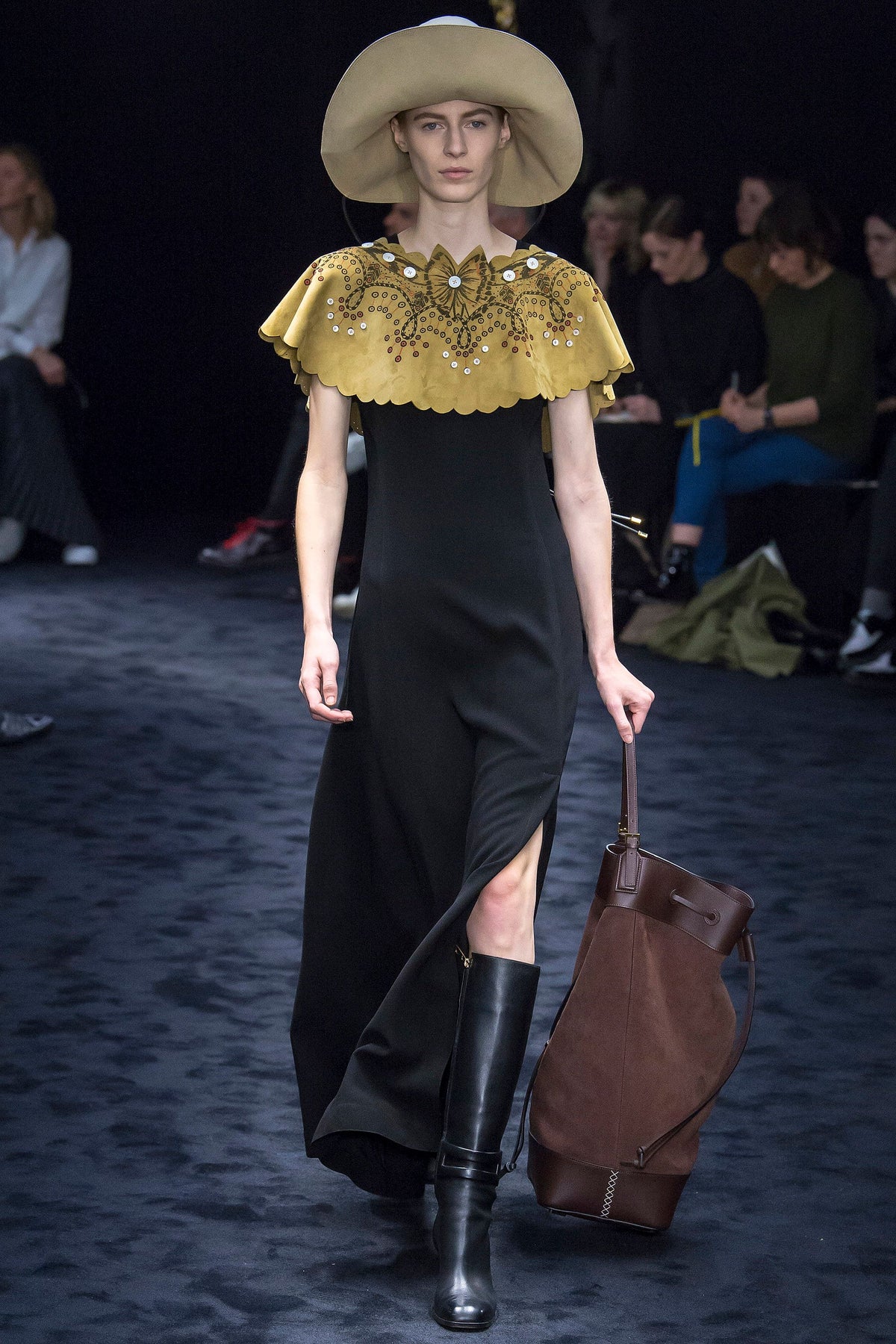 Loewe Gold Suede Shoulder Cape