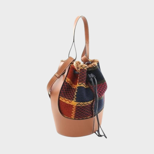 Loewe Wool Tartan Balloon Bag