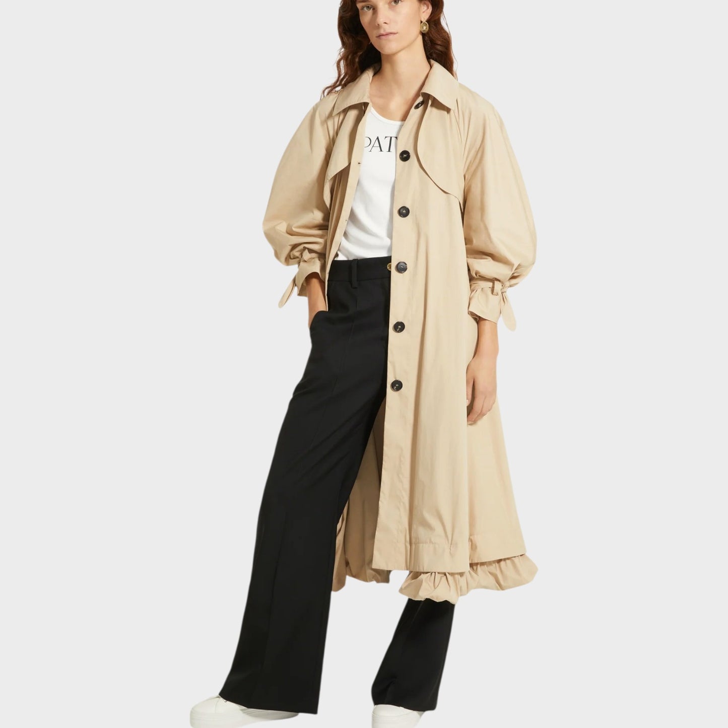 Patou Gabardine Belted Trench Coat