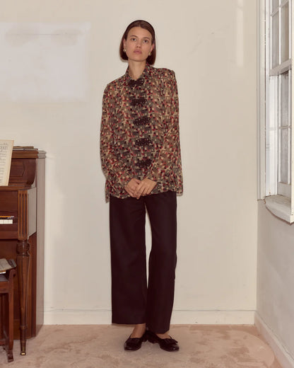 Bode Quadrille Silk Blouse