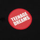 Raf Simons Sweatshirt, Black, Cotton Destroyed Oversized Zip Up Hoodie w/ "Teenage Dreams" Patch and Print