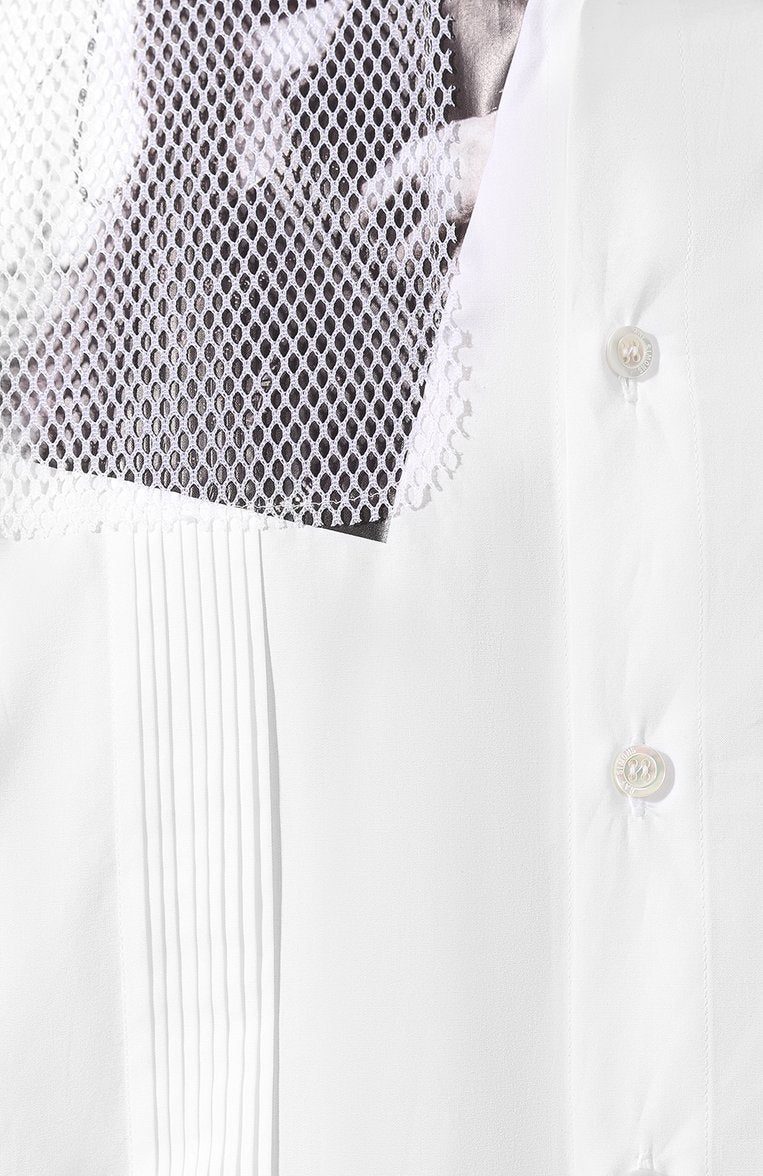 Raf Simons Shirt, White, Cotton Punk Photo Shoulder Print Shirt