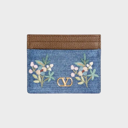 Valentino V-Logo Signature Denim Card Holder