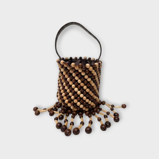Rabanne Wood & Leather Bucket Bag