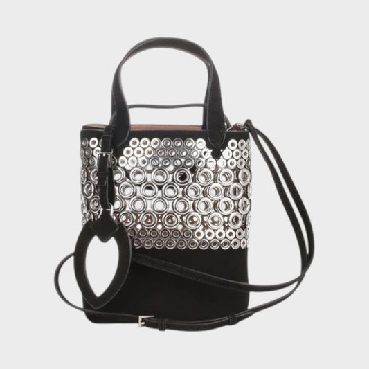 Alaïa Cabas Studded Suede Bucket Bag