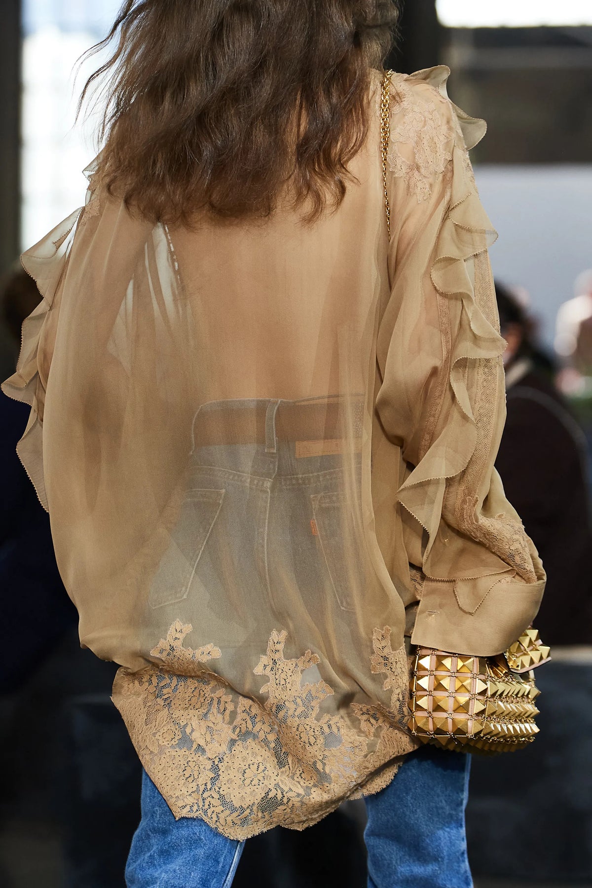 Valentino Silk Mix Sheer Blouse