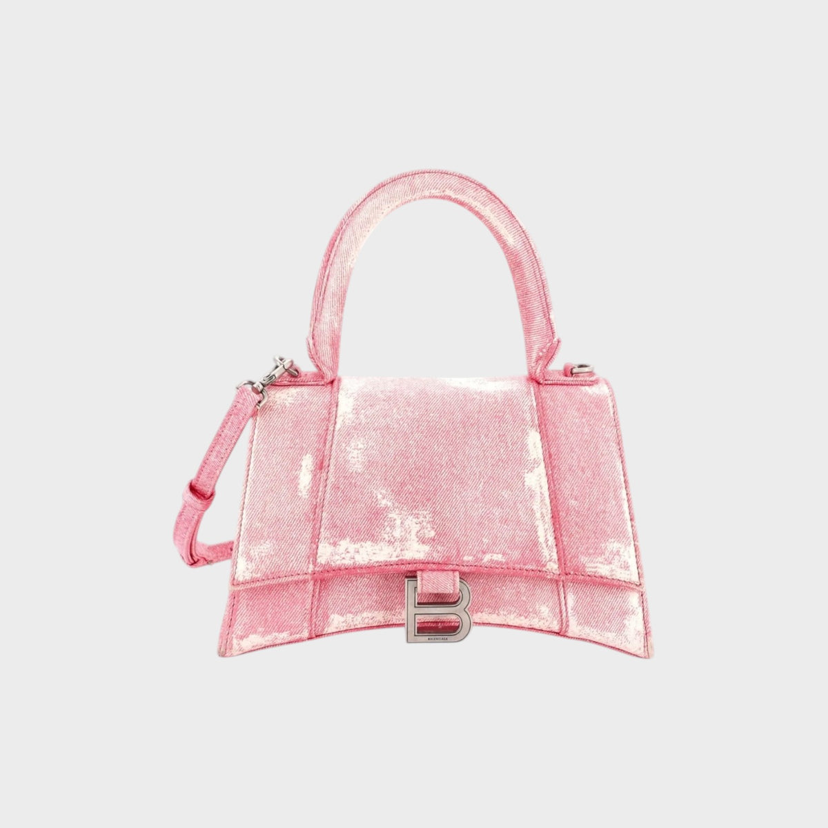 Balenciaga Denim Print Leather Hourglass Bag