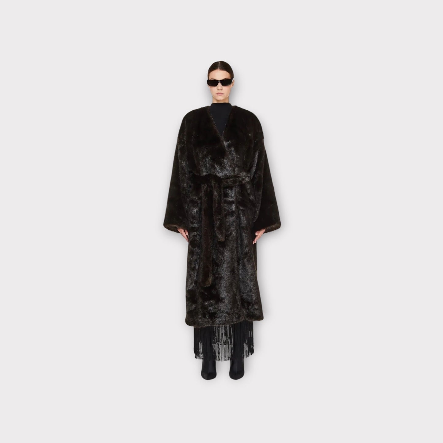 Balenciaga Fur Wrapped Long Coat