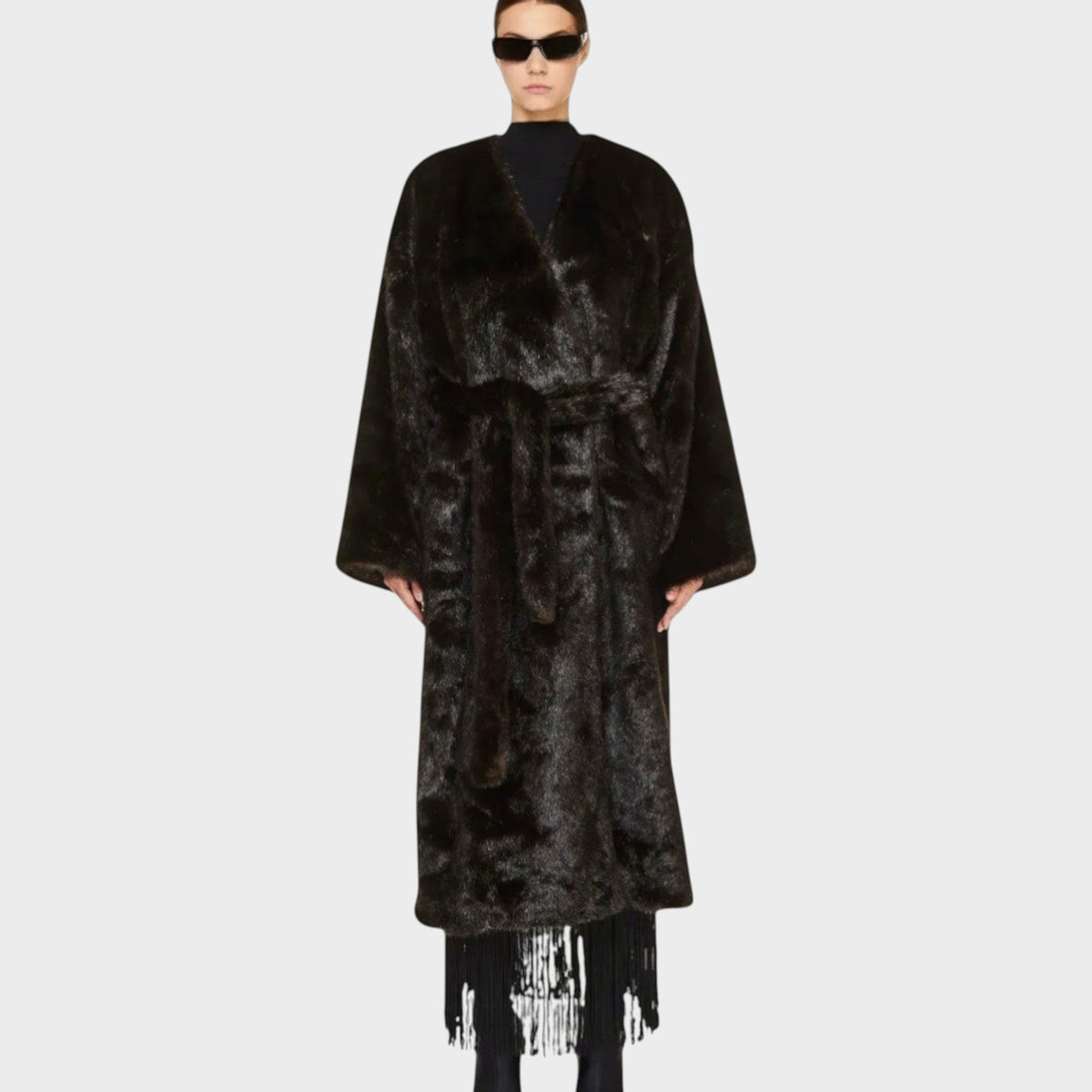 Balenciaga Fur Wrapped Long Coat