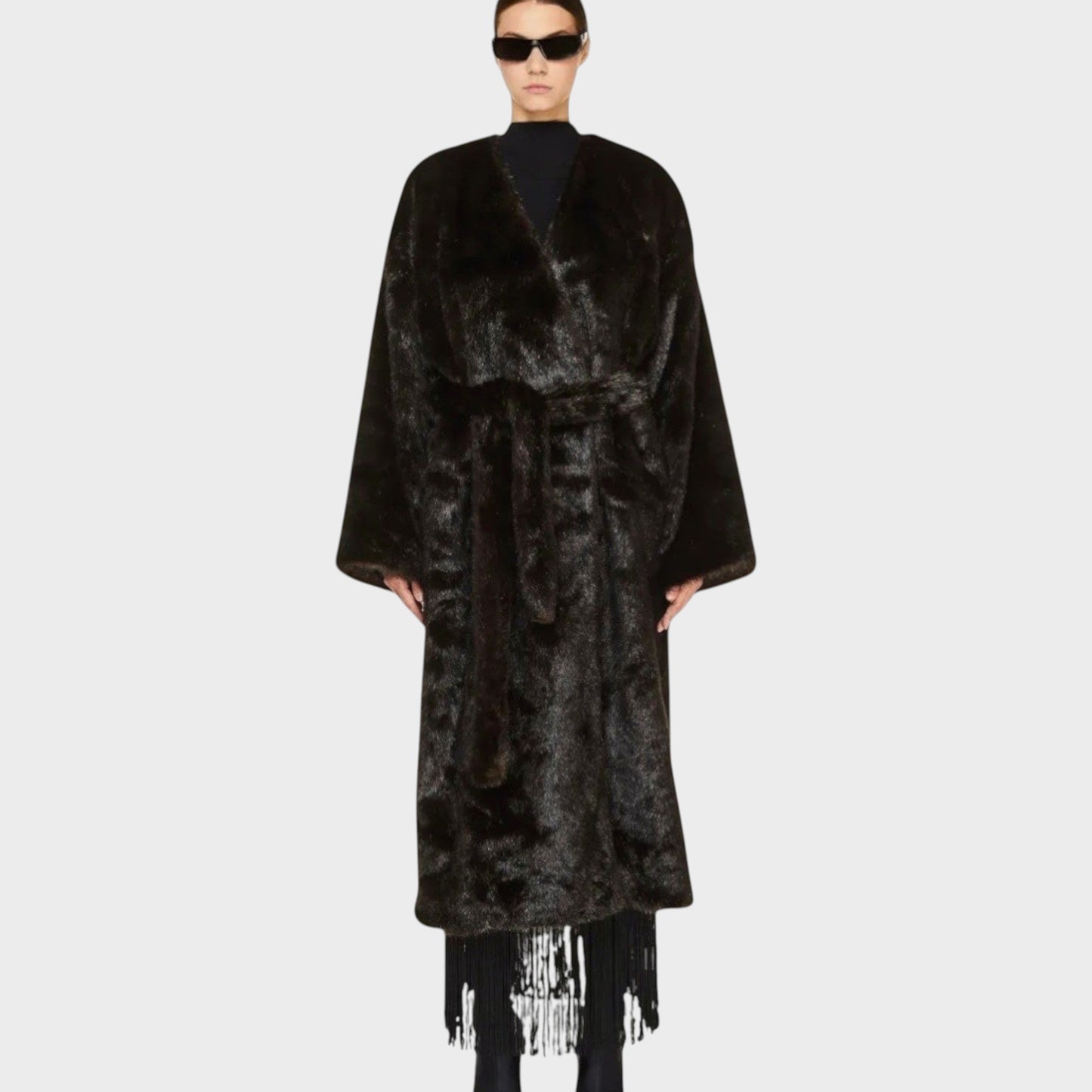 Balenciaga Fur Wrapped Long Coat