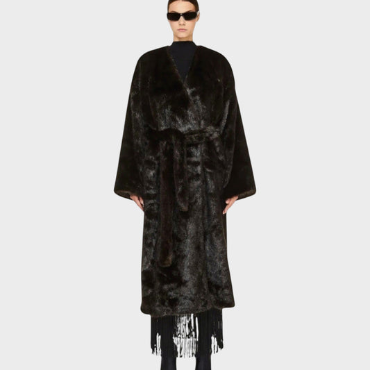 Balenciaga Fur Wrapped Long Coat