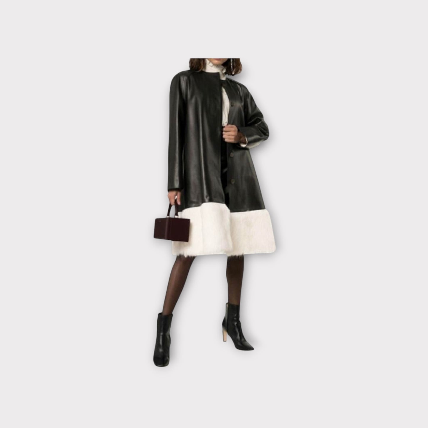 Loewe Shearling Trim Leather Coat