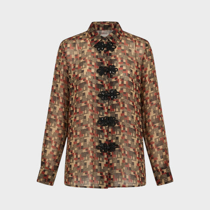 Bode Quadrille Silk Blouse