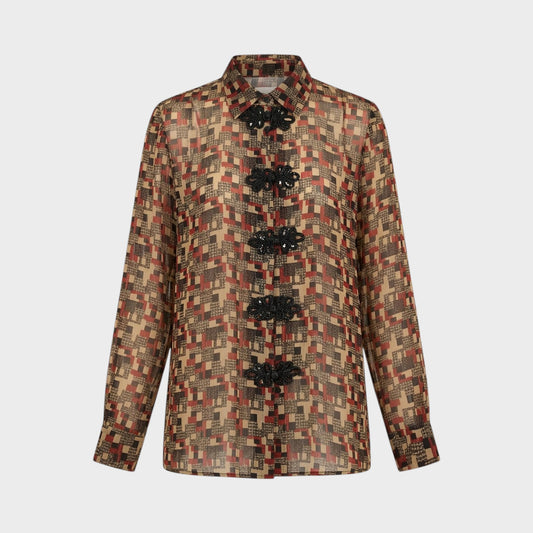 Bode Quadrille Silk Blouse