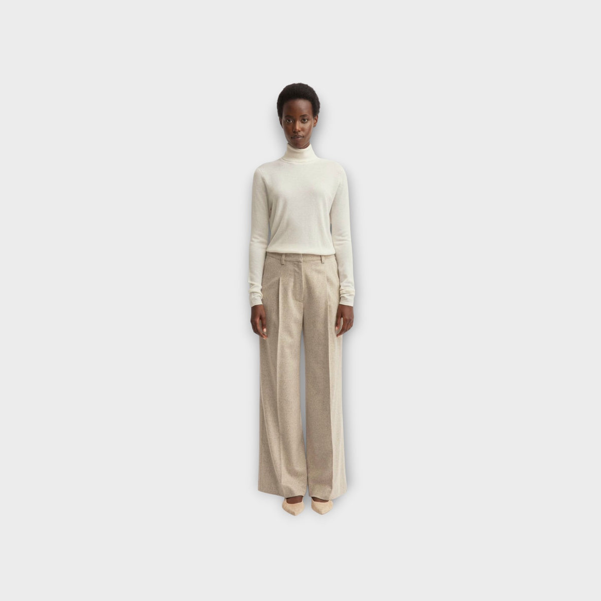 Iris von Arnim Venia Wool & Silk Herringbone Pants