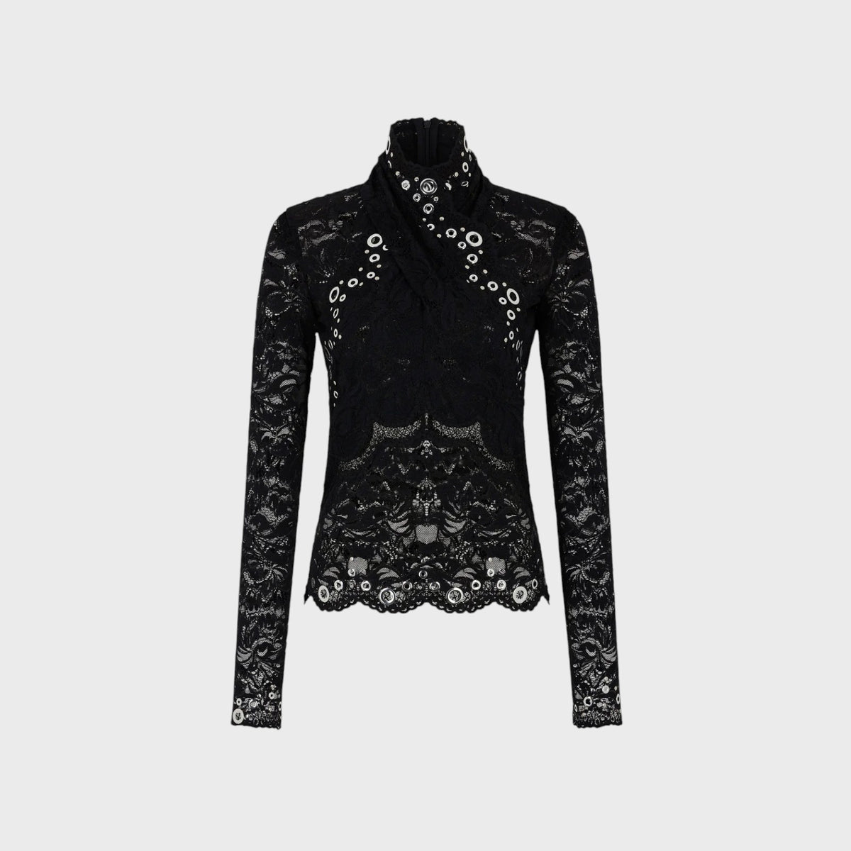 Rabanne Layered Lace Long Sleeve Top