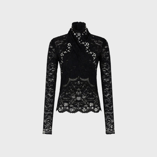 Rabanne Layered Lace Long Sleeve Top