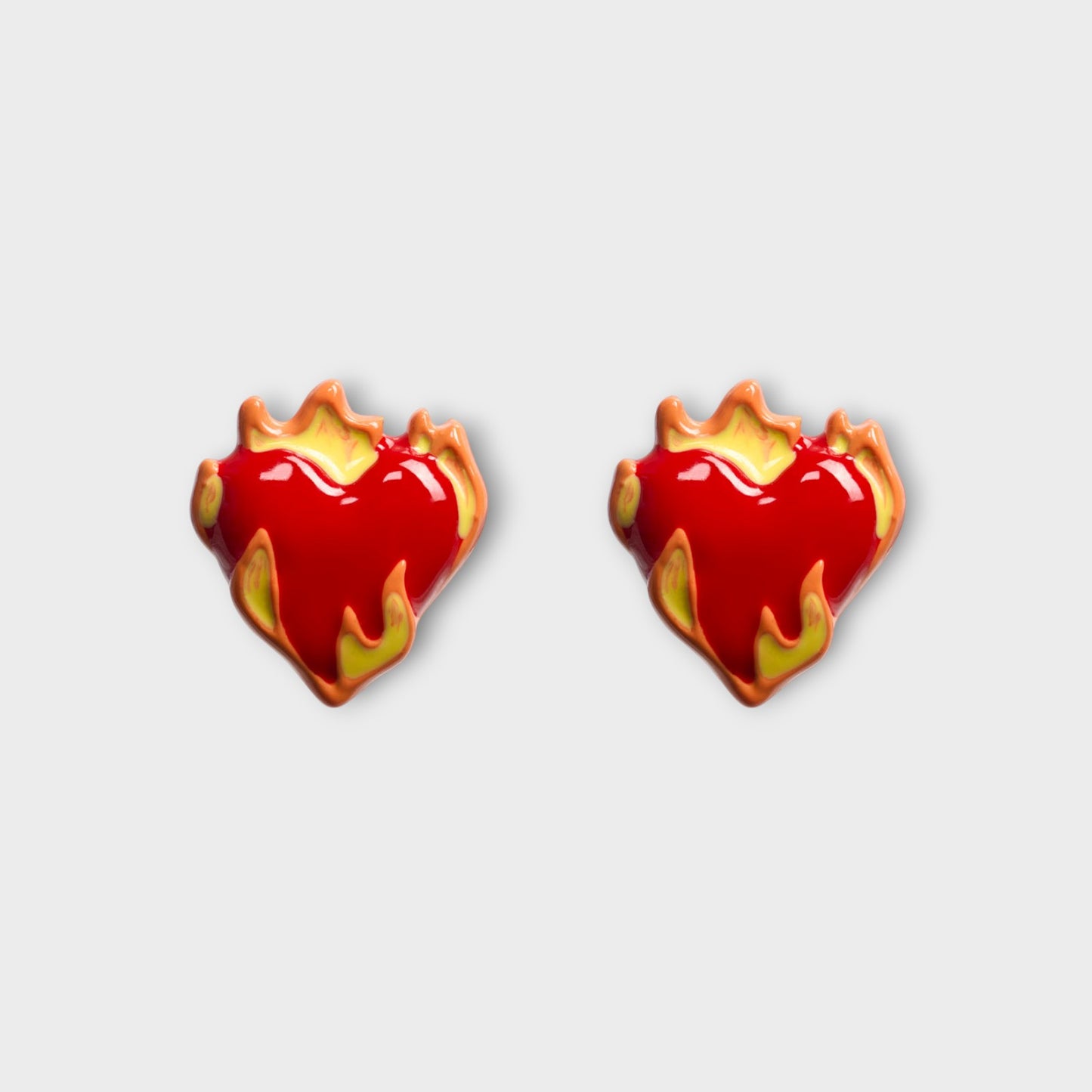 Poubel Heart on Fire Studs Earrings