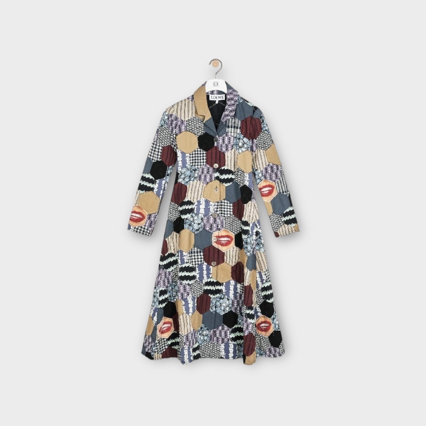 Loewe Wool Hexagon Patchwork Coat
