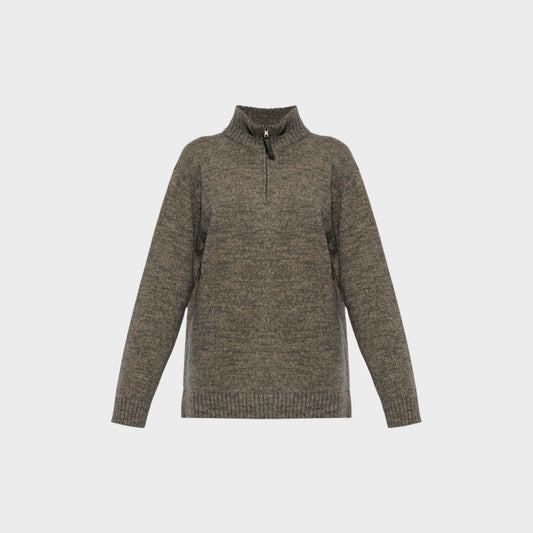 Maison Margiela Wool & Cotton Quarter Zip Sweater