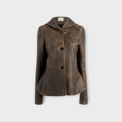 Khaite June Leather Peplum Jacket