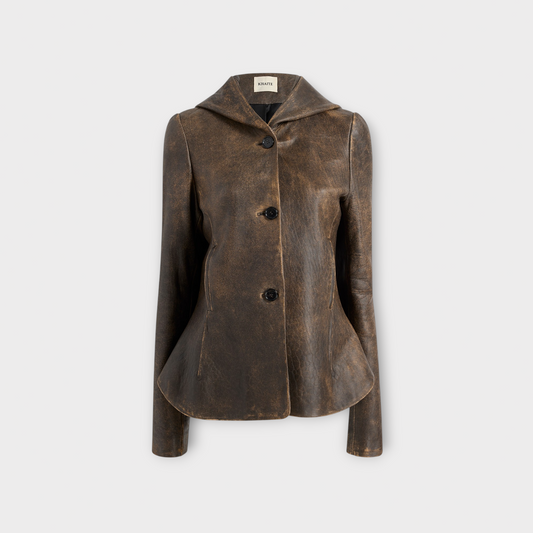 Khaite June Leather Peplum Jacket