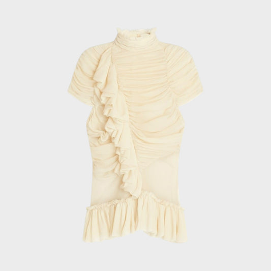 Dries Van Noten Chuchu Silk Ruffled Top
