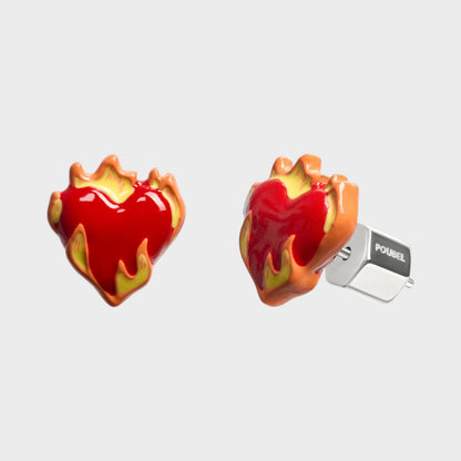 Poubel Heart on Fire Studs Earrings