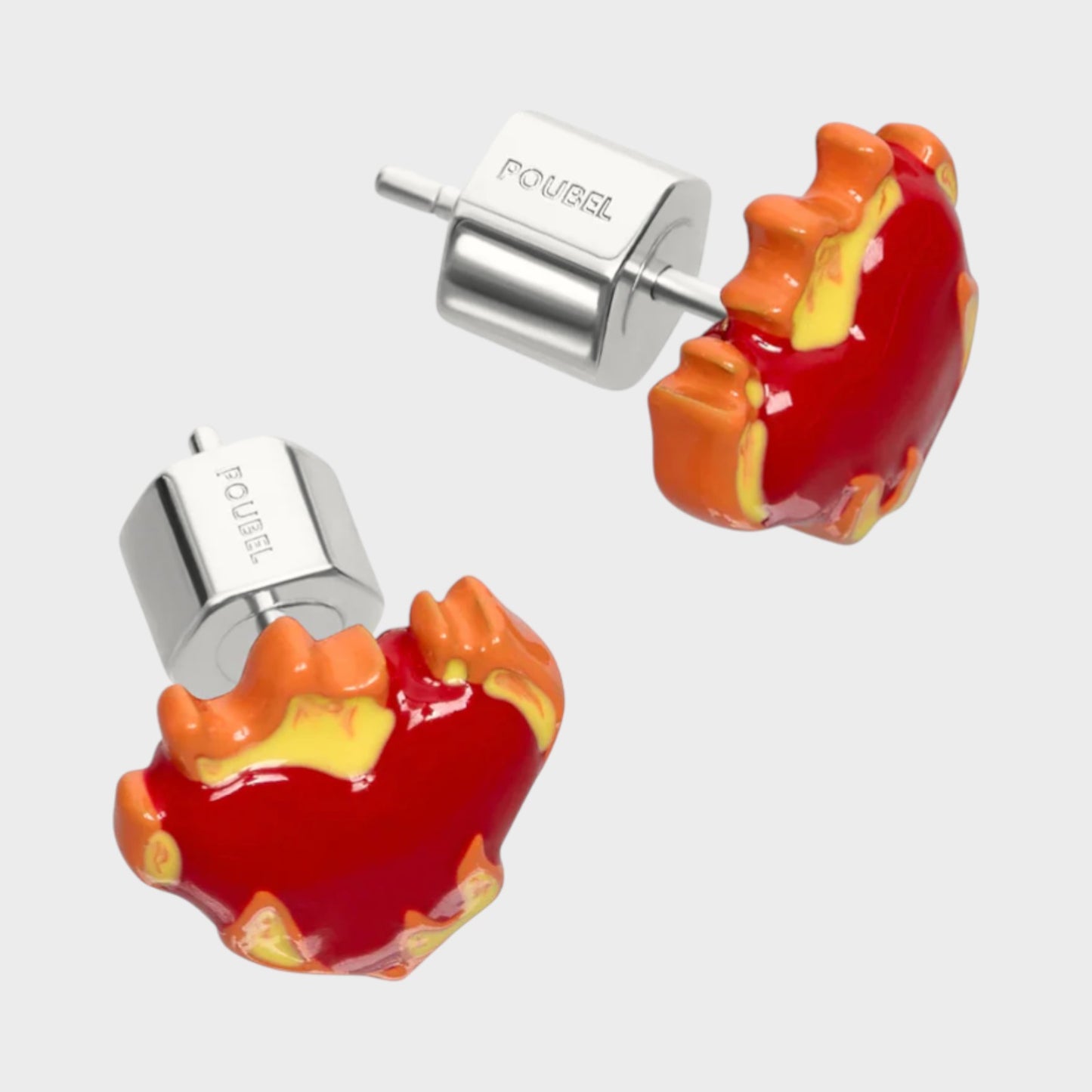 Poubel Heart on Fire Studs Earrings