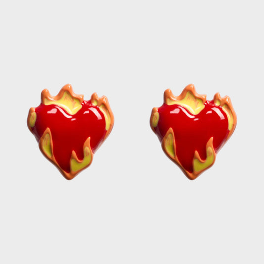 Poubel Heart on Fire Studs Earrings