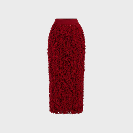 Ashlyn Virgin Wool Fringed Long Skirt