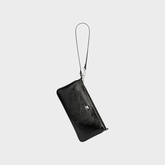 Courrèges Naplack Leather Zipped Clutch